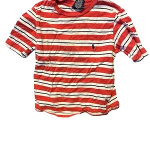 Ralph Lauren Red, White & Navy Striped Short Sleeve Tee